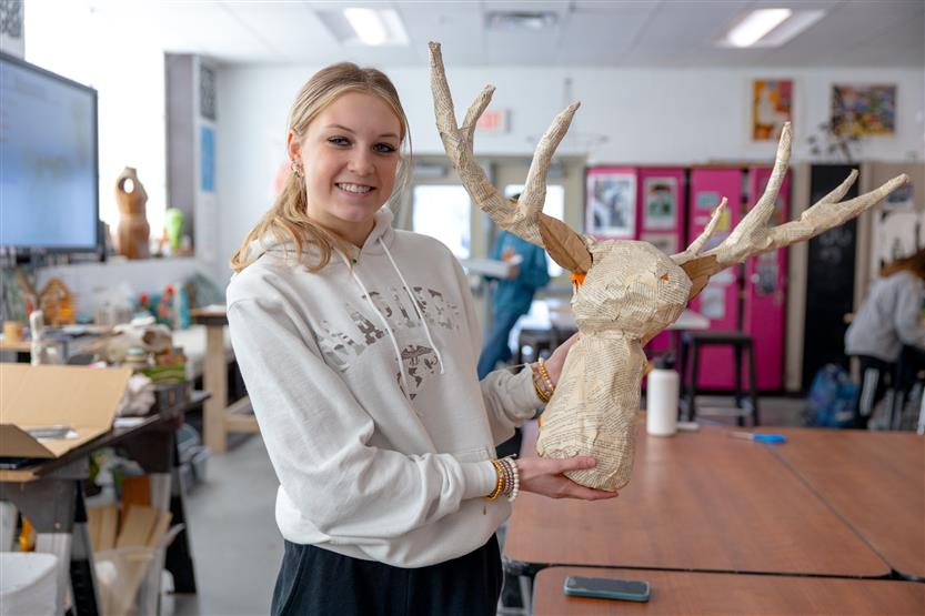 Students do papier-mache art